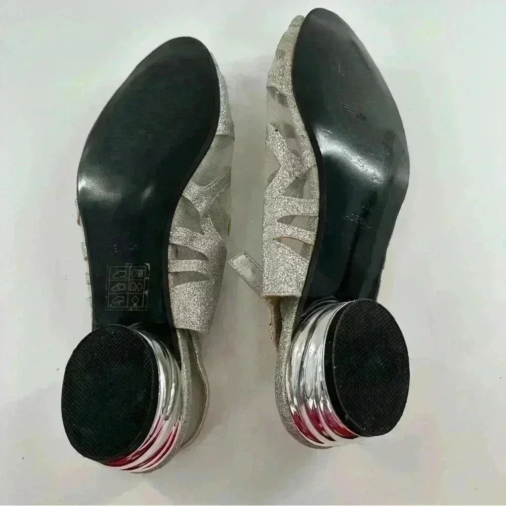 Ashro heels 9 silver glitter formal vintage 80s 90s grandmother of the bride